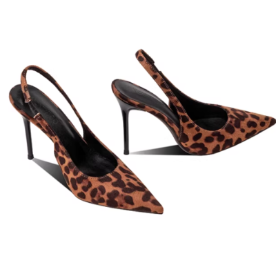 👜 MUSEUM | High-Heeled Women's New Summer Style This Year, Popular Pointed-Toe Leopard Print Backless French-Style Exquisite Sandals