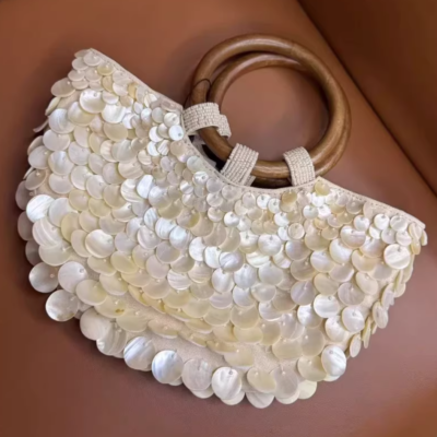 👜 MUSEUM | Artistic Charm: Spring And Summer New High-End Handmade Natural Shell Handbag, Fairy Tote Bag For Women, Niche Bag, Personalized Trendy Bag