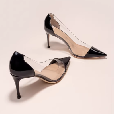👜 MUSEUM | Genuine Leather High-Heeled Women's Shoes With Thin Heels, Pointed Toes, Transparent French-Style Elegant Single Shoes, New Summer Black