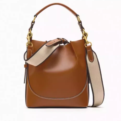 👜 MUSEUM | Artistic Charm: Fashionable Versatile Casual Commuter Wide-Strap Brown Drawstring Handheld Crossbody Bucket Bag